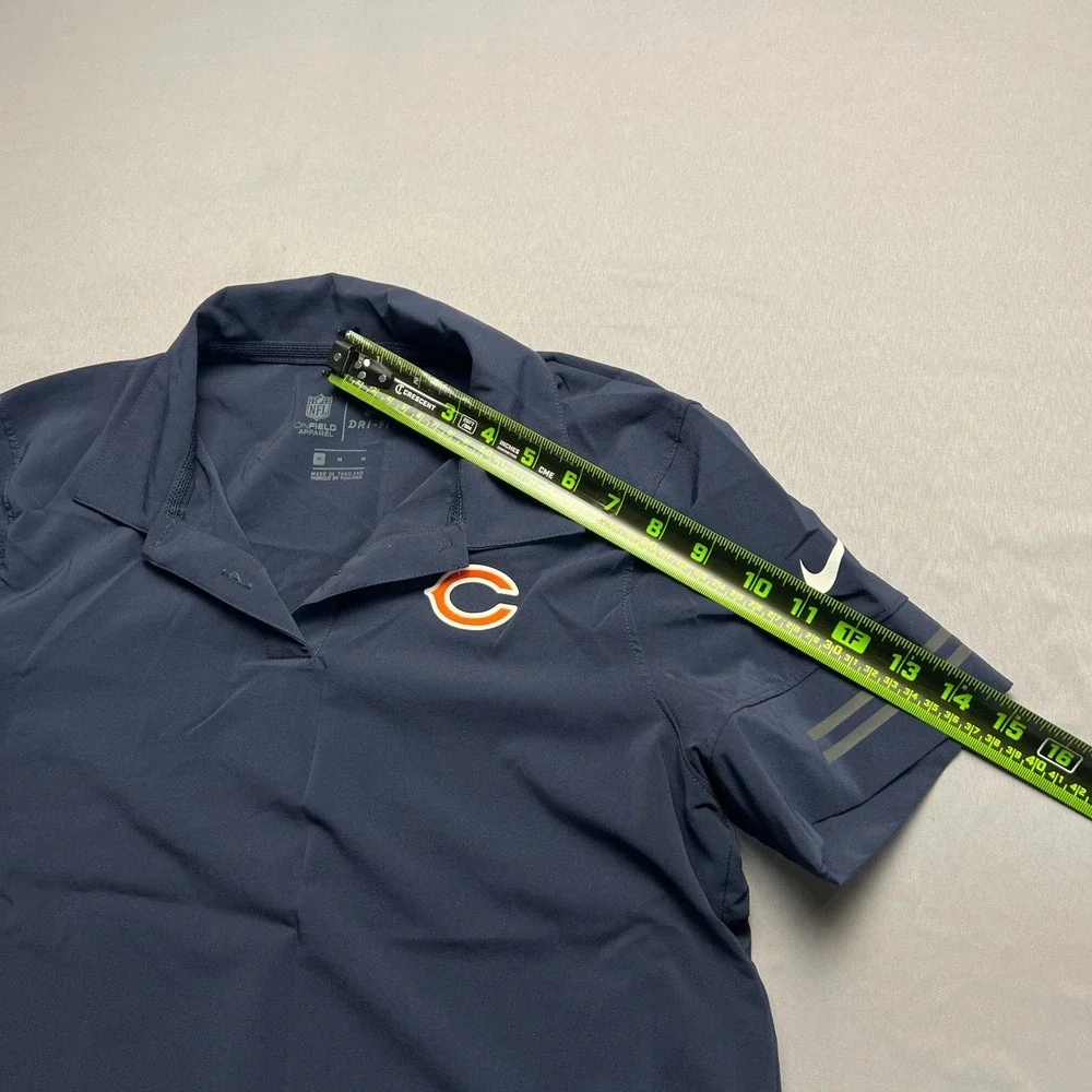 Chicago Bears Football Polo Shirt Womens Medium Navy Nike Dri Fit On Field NFL